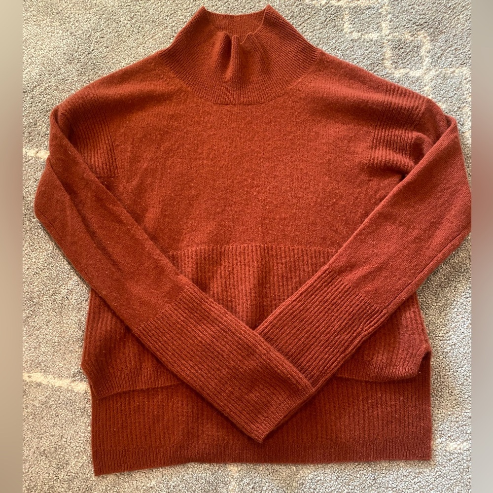 Elegant Rust Cowl Neck Sweater